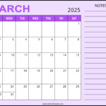 March 2025 Calendar (Free Printable) – Free Printables, Monograms Inside March 2025 Calendar Printable With Notes