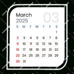 March 2025 Calendar Minimalist Vector, March 2025, March 2025 For March Clip Art Calendar 2025