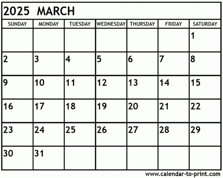 Calendar 2025 March Month