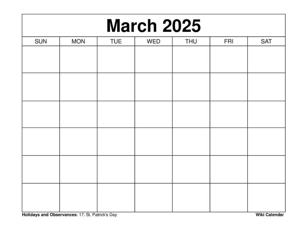 March 2025 Calendar   Printable Templates & More In March 2025 Calendar Wiki