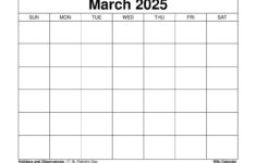 March 2025 Calendar – Printable Templates & More pertaining to Printable March Calendar Template 2025