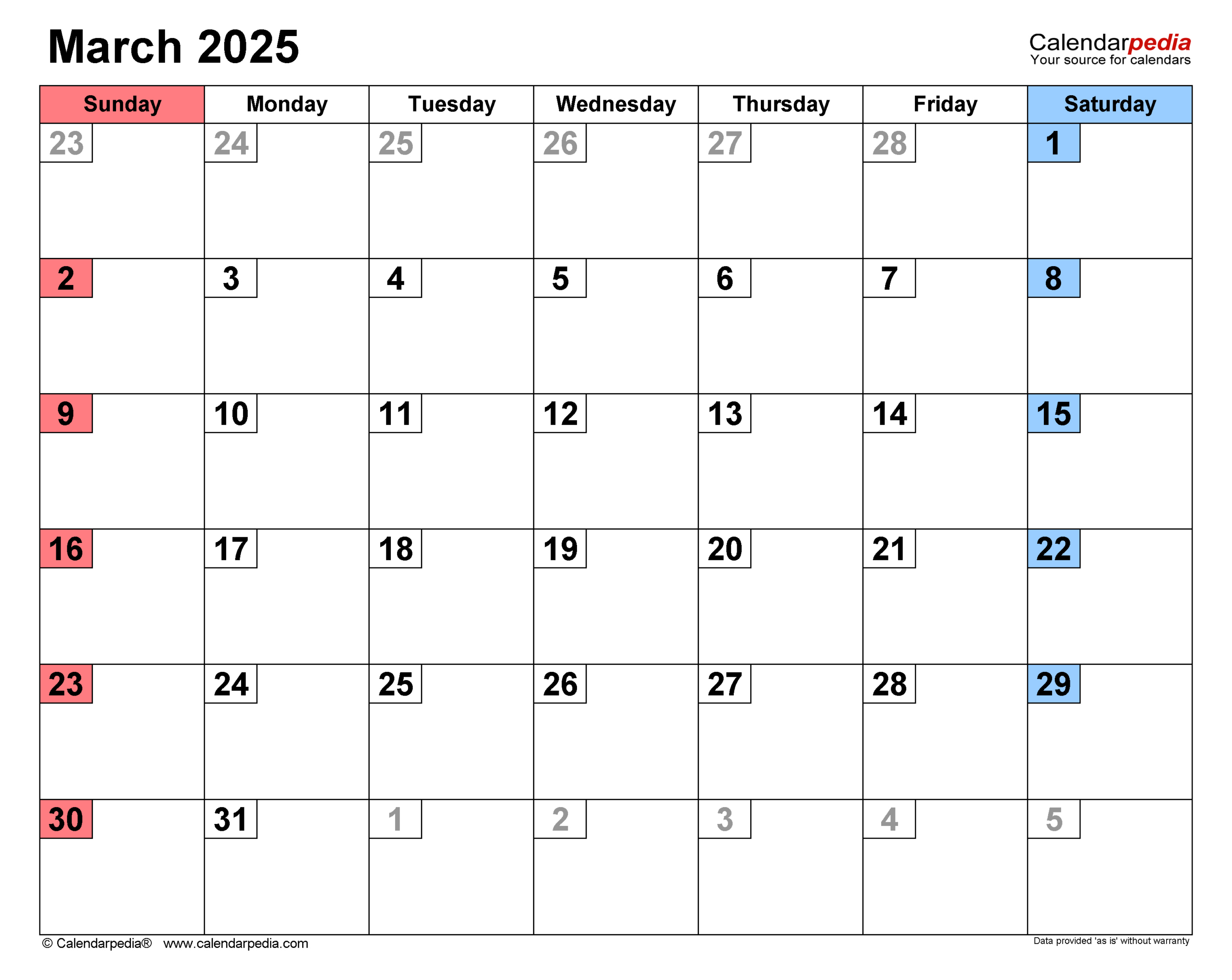 March 2025 Calendar | Templates For Word, Excel And Pdf for Event Calendar For March 2025