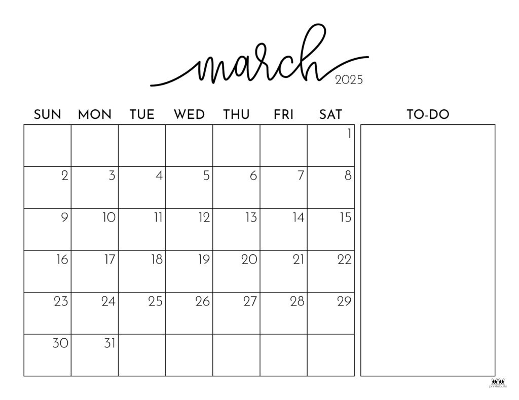 March 2025 Calendars - 107 Free Printables | Printabulls for 2025 Calendar March 2025