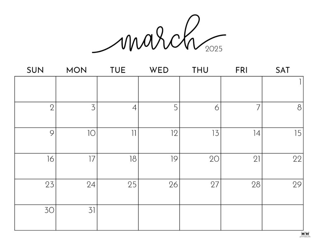 March 2025 Calendars - 107 Free Printables | Printabulls for Free March Calendar to Print 2025