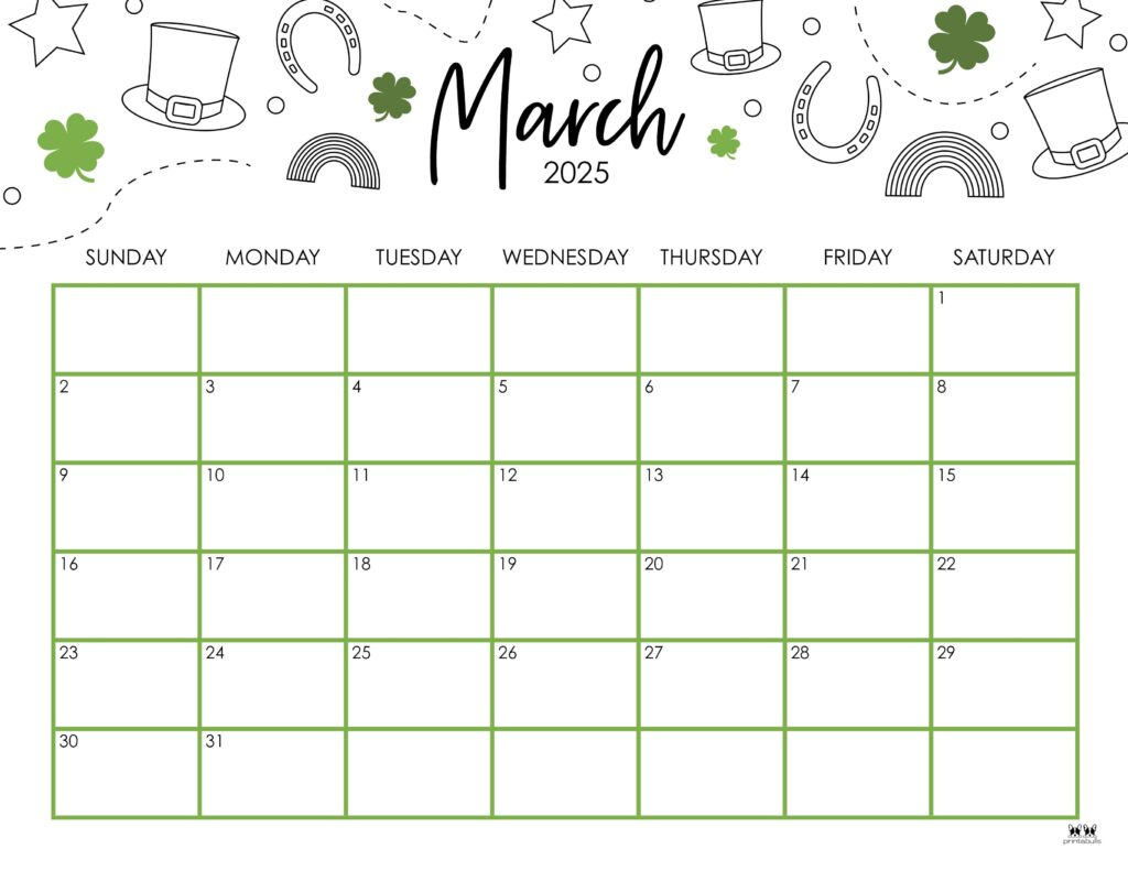 March 2025 Calendars - 107 Free Printables | Printabulls in March 2025 Calendar Printabulls