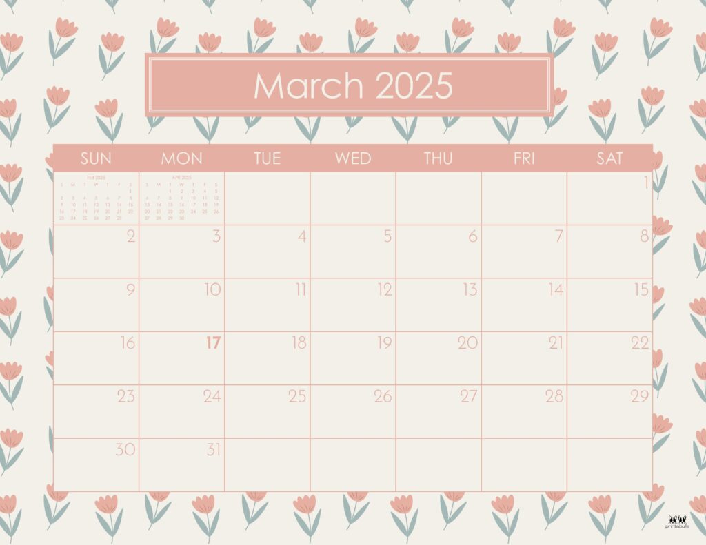 March 2025 Calendars - 107 Free Printables | Printabulls throughout Cute Printable March Calendar 2025