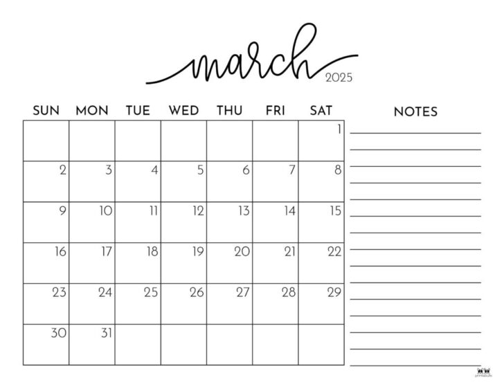 Printable March Calendar with Holidays 2025