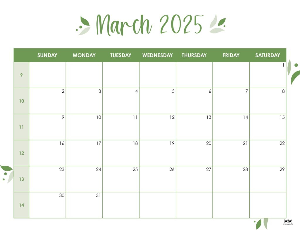 March 2025 Calendars - 107 Free Printables | Printabulls with regard to March 2025 Calendar Printable With Notes