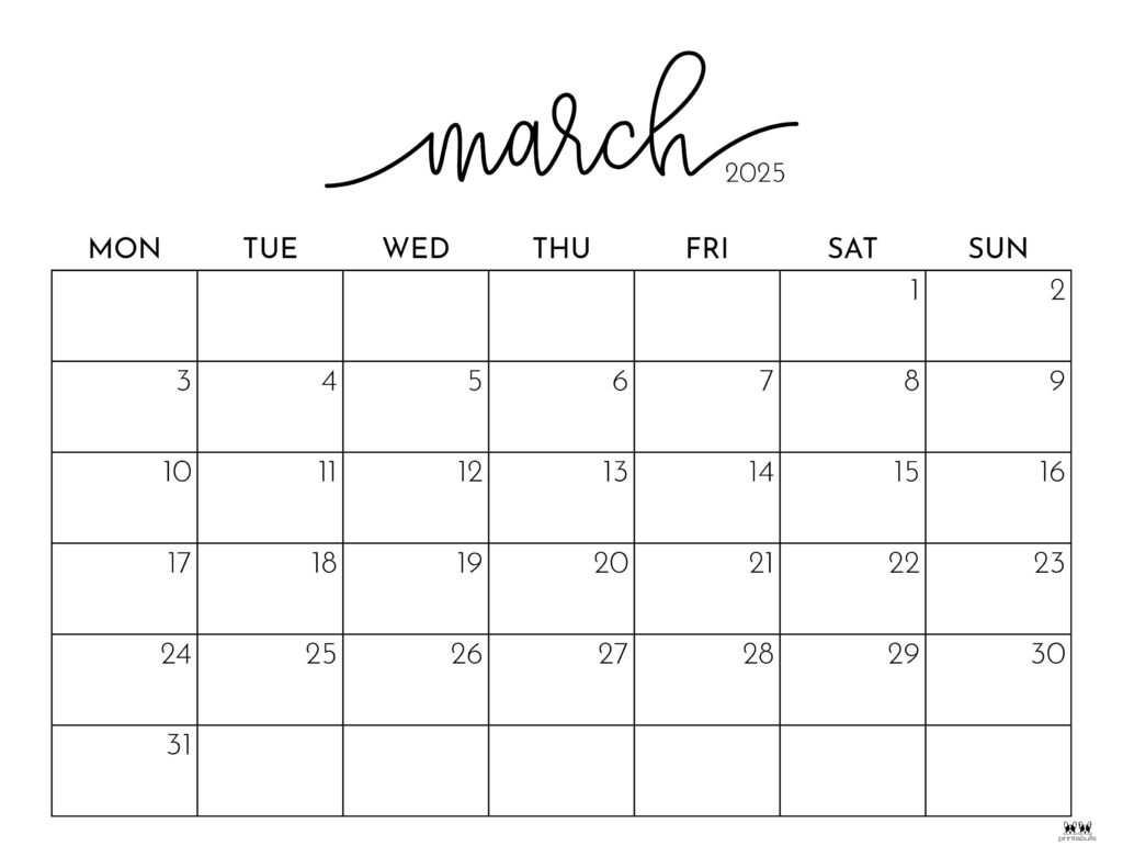 March 2025 Calendars - 107 Free Printables | Printabulls with regard to March 25 Calendar Printable