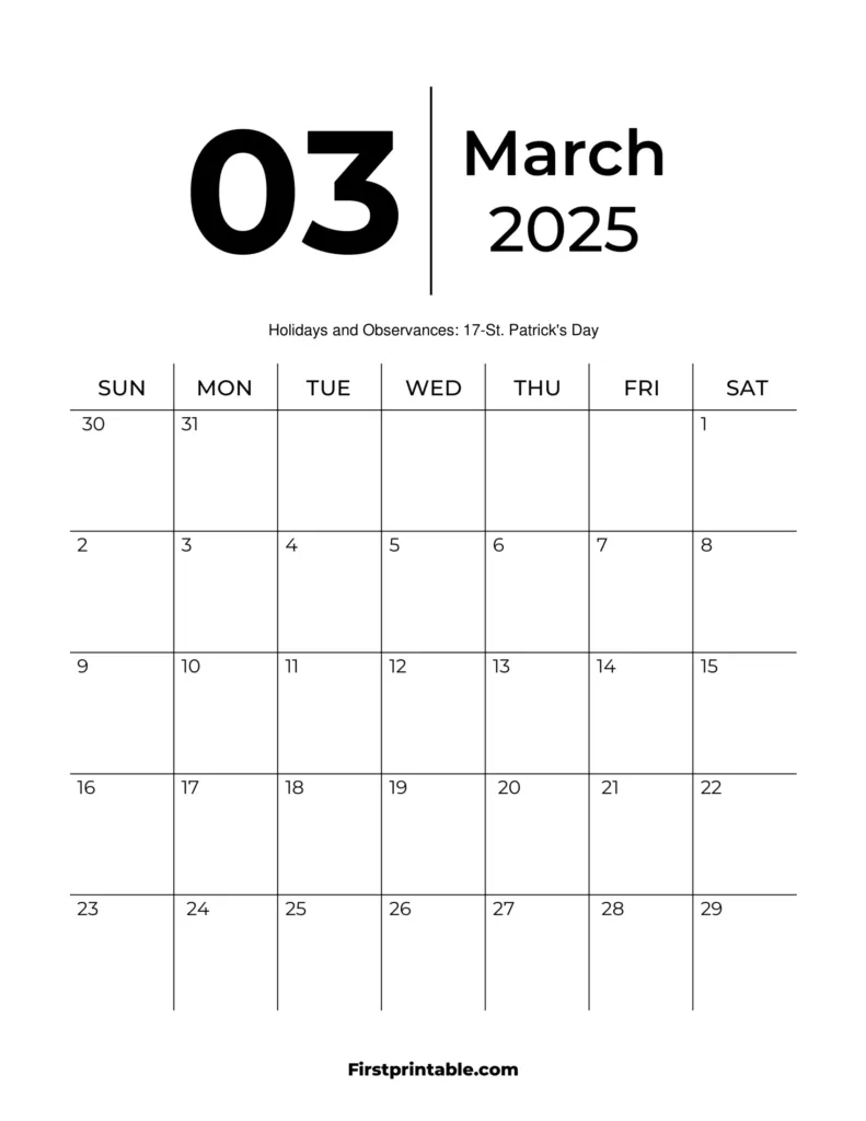 March 2025 Calendars   Free Printable & Fillable In Calendar Template March 2025 Printable