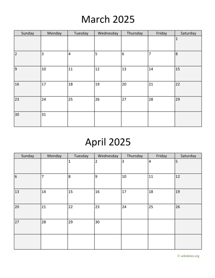 March April May Calendar 2025