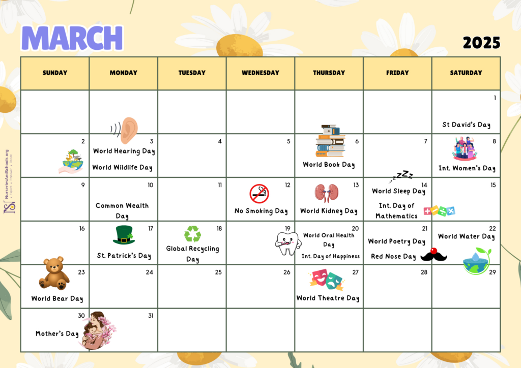 March Events Calendar 2025   Free Worksheet | Uk Throughout Calendar Events In March 2025