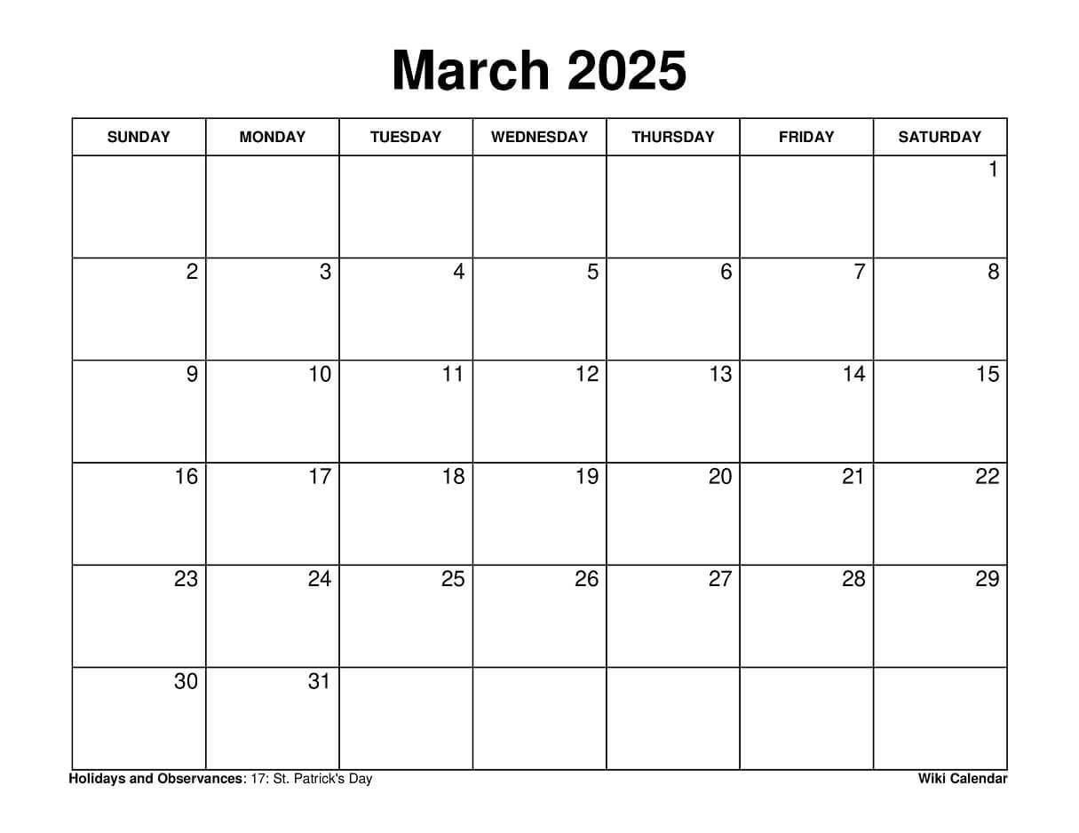 Printable March 2025 Calendar - Wiki Calendarwiki Calendar - Issuu intended for March 2025 Printable Calendar Wiki