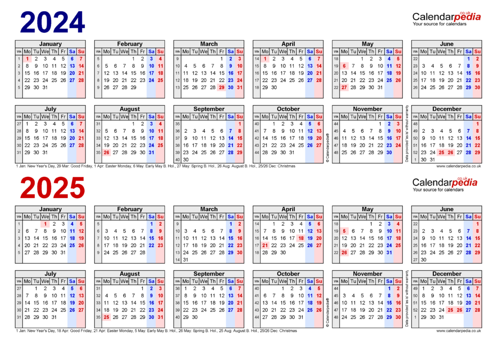 Two Year Calendars For 2024 And 2025 (Uk) For Microsoft Excel For Printable Calendar April 2024 To March 2025