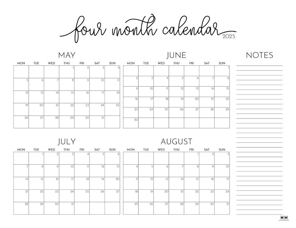2025 Four Month Calendars 31 Free Printables | Printabulls Throughout Printable Calendar For May And June 2025 2025 Four Month Calendars 31 Free Printables | Printabulls Throughout Printable Calendar For May And June 2025