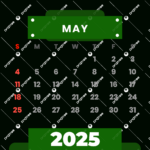 2025 May Vector Clipart Monthly Green Calendar, 2025 Calendar Throughout May 2025 Green Calendar