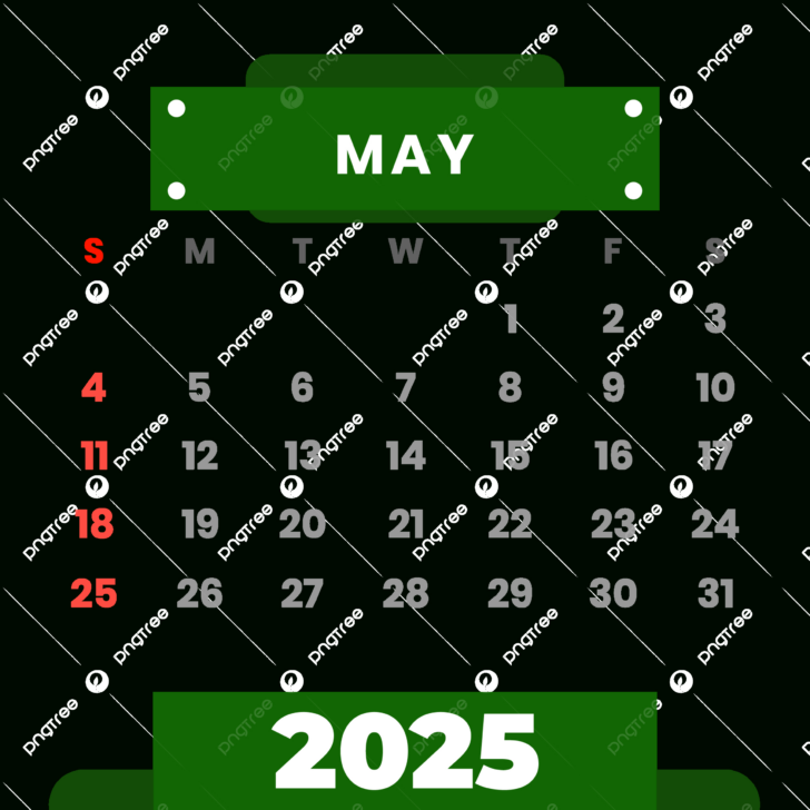 May 2025 Green Calendar