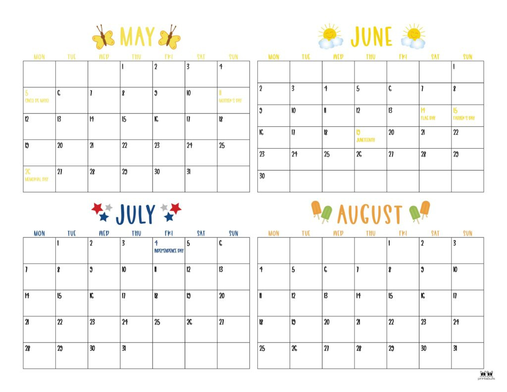 2025 Summer Calendars 27 Free Printables | Printabulls Pertaining To May June July August 2025 Calendar 2025 Summer Calendars 27 Free Printables | Printabulls Pertaining To May June July August 2025 Calendar