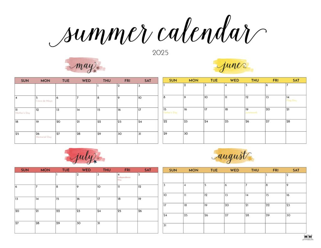 2025 Summer Calendars 27 Free Printables | Printabulls With Regard To May June July 2025 Printable Calendar 2025 Summer Calendars 27 Free Printables | Printabulls With Regard To May June July 2025 Printable Calendar