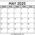 2026 Calendar   Free Printable Calendar With Holidays Intended For General Blue Printable Calendar May 2025
