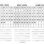 April To June 2025 Calendars (Q2): Free Printables Inside April May And June 2025 Calendar