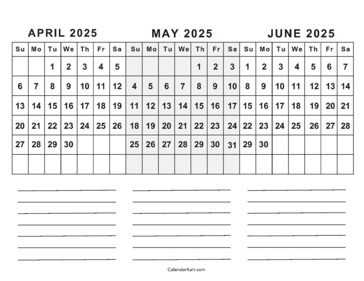 Calendar April May 2025