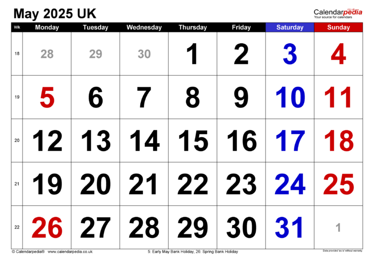Calendar For May 2025