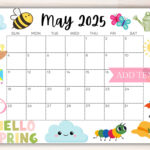 Editable May 2025 Calendar, Printable Calendar 2025, Cute Spring Throughout A Calendar For May 2025