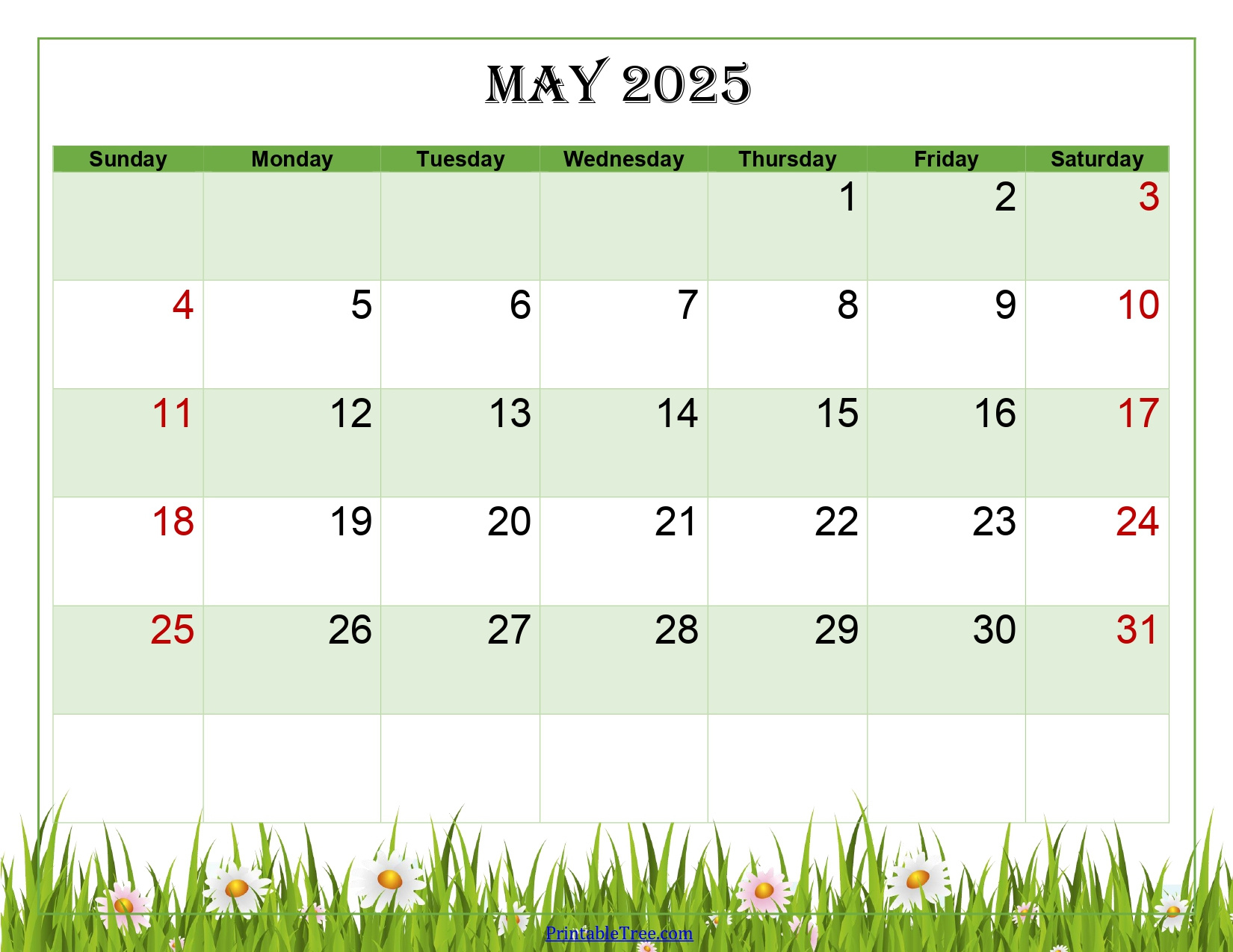 Free May 2025 Calendar Printable Pdf Template With Holidays pertaining to May 2025 Green Calendar