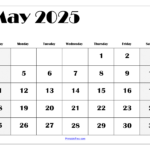 Free May 2025 Calendar Printable Pdf Template With Holidays Regarding May 2025 Calendar Printable Wiki