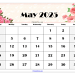 Free May 2025 Calendar Printable Pdf Template With Holidays With Calendar For Month Of May 2025