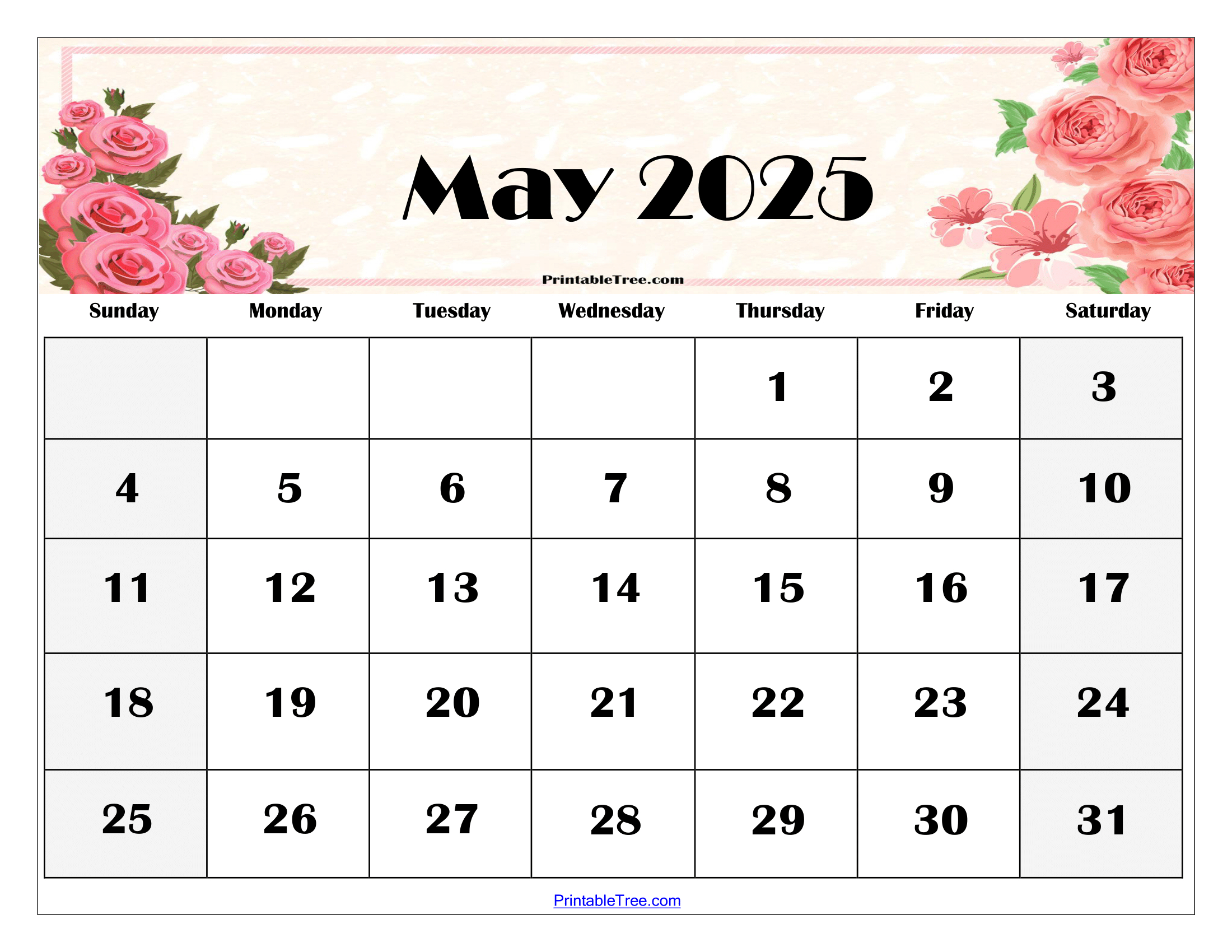 Free May 2025 Calendar Printable Pdf Template With Holidays with Calendar For Month Of May 2025