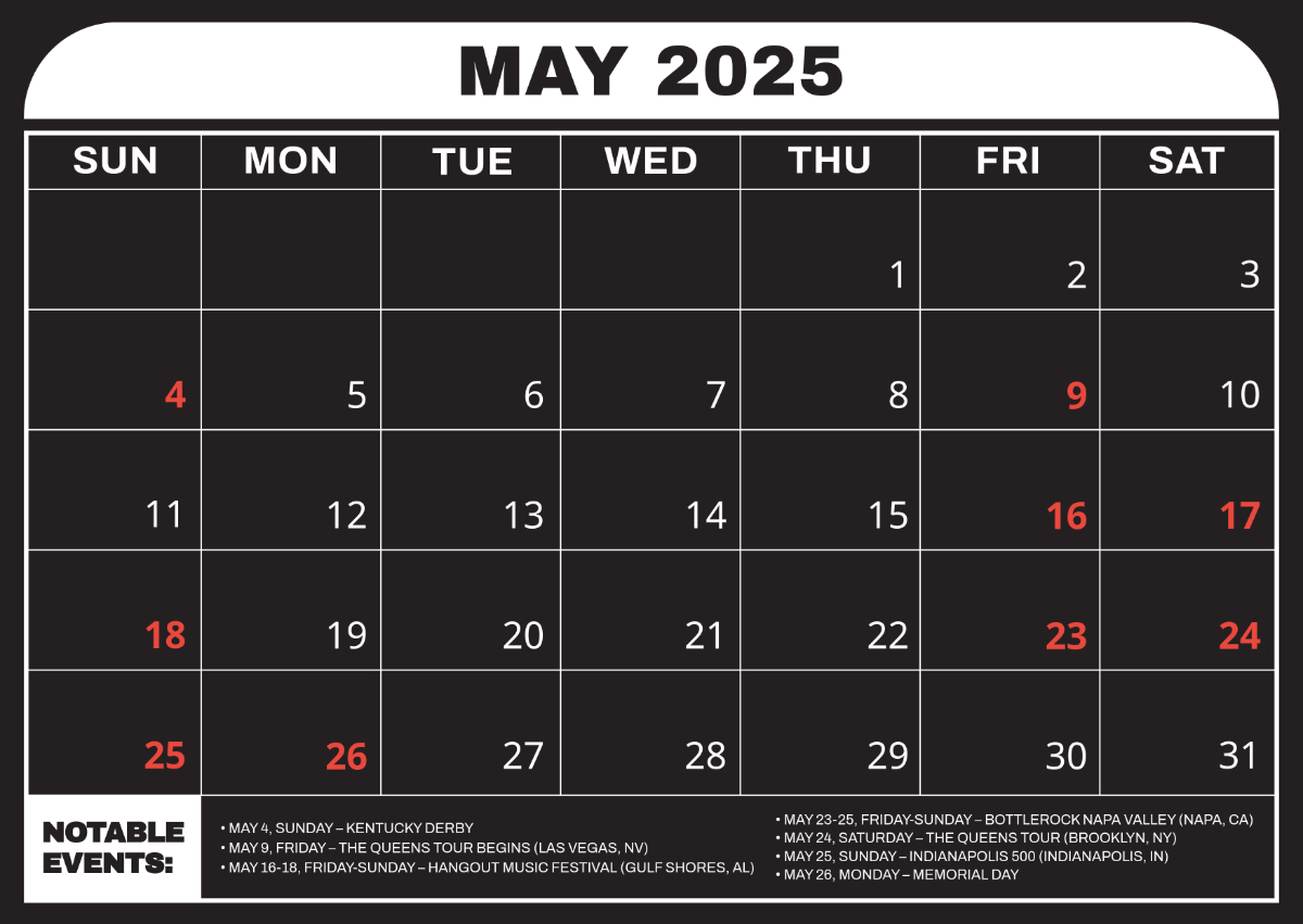 Free May 2025 Calendar Templates To Edit Online pertaining to Calendar of Events For May 2025