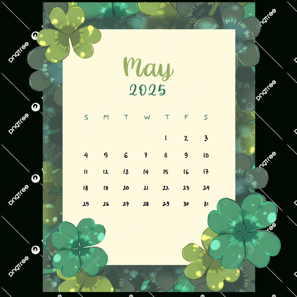 Green Clover Monthly May Calendar 2025 Vector, May, Calendar 2025 Pertaining To May 2025 Green Calendar Green Clover Monthly May Calendar 2025 Vector, May, Calendar 2025 Pertaining To May 2025 Green Calendar