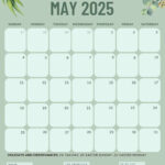 May 2025 Calendar (52 Free Pdf Printables) For May 2025 Green Calendar