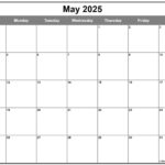 May 2025 Calendar | Free Printable Calendars With Regard To May 2025 Printable Calendar Waterproof