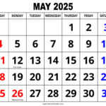 May 2025 Calendar (Free Printable) – Free Printables, Monograms Regarding May 2025 Calendar