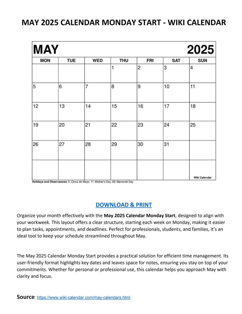 May 2025 Calendar Monday Start Wiki Calendarwiki Calendar Intended For Wiki Calendar May 2025 May 2025 Calendar Monday Start Wiki Calendarwiki Calendar Intended For Wiki Calendar May 2025