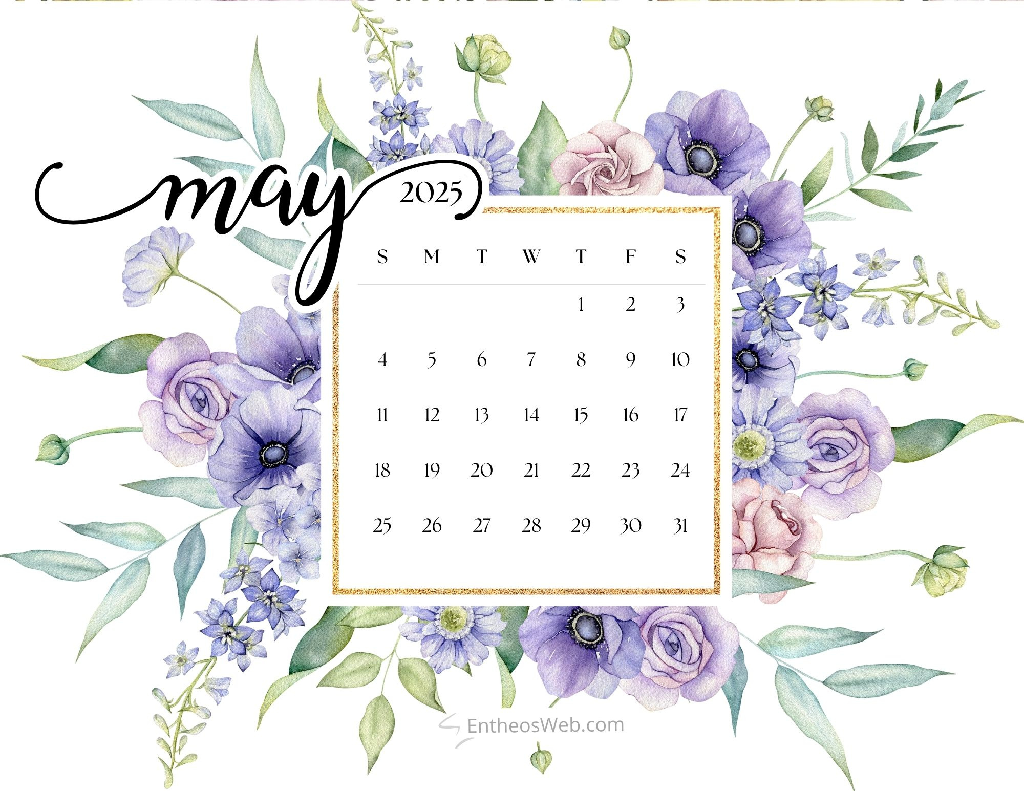 May 2025 Calendar Printables | Entheosweb intended for Cute Wallpaper May 2025 Calendar