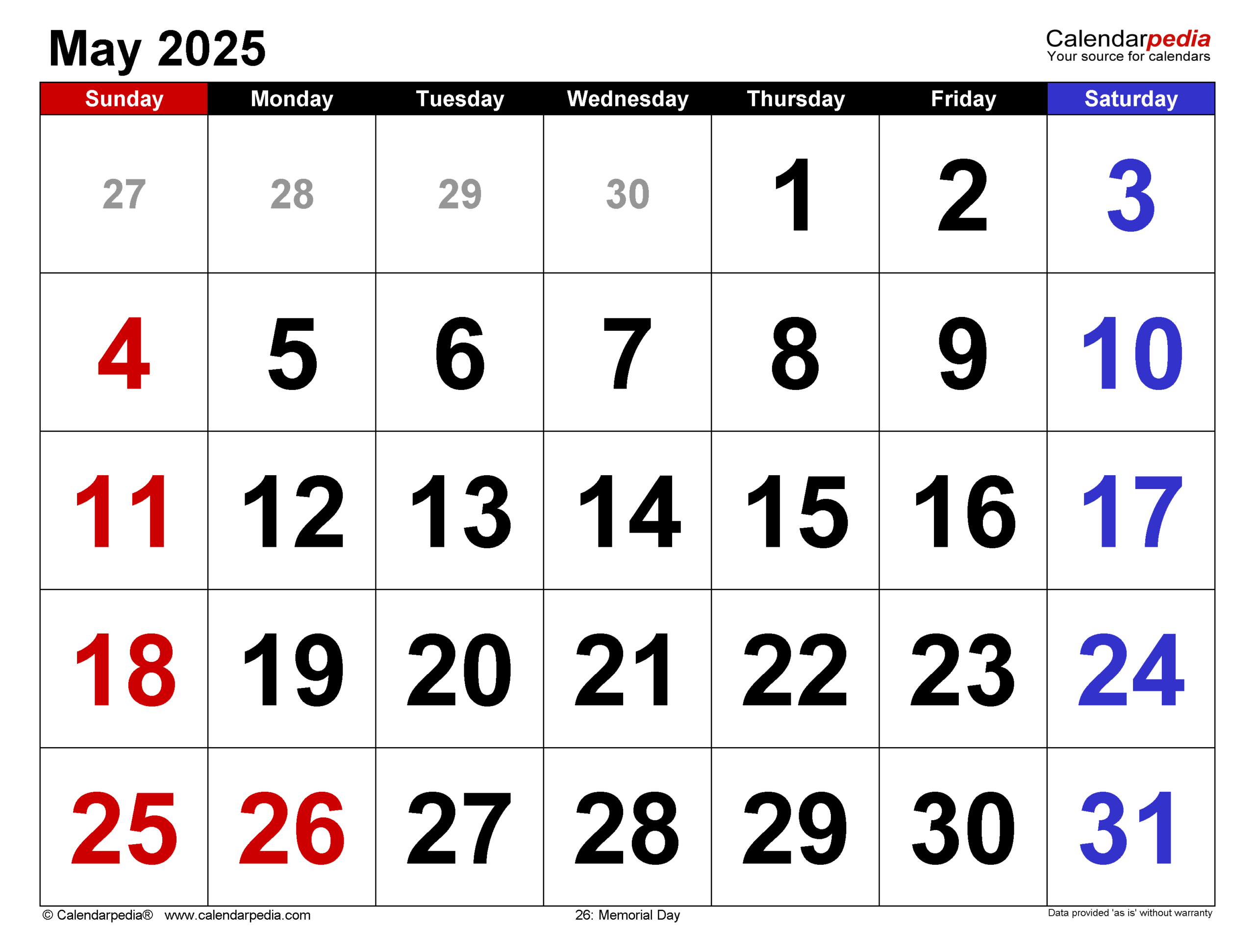 May 2025 Calendar | Templates For Pdf, Excel And Word regarding May of 2025 Calendar