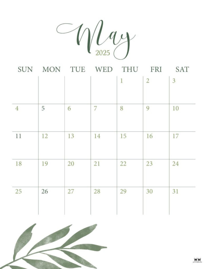 Cute May Calendar 2025 Printable