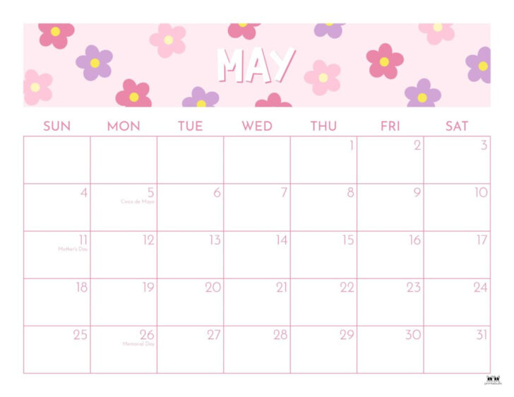 Cute May 2025 Printable Calendar