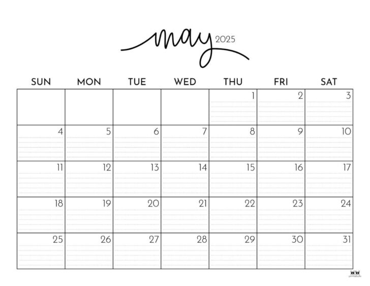 Free Printable Calendar 2025 May
