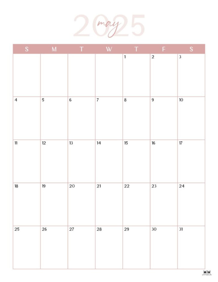 Free May Calendar 2025 to Print