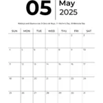 May 2025 Calendars   Free Printable & Fillable Throughout Blank Printable May Calendar 2025