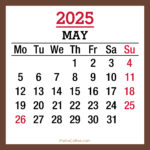 May 2025 Monthly Calendar With Holidays, Printable Free, Brown With Show Me May 2025 Calendar