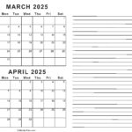 Printable March April 2025 Calendar | Calendarkart In Printable Calendar March To May 2025