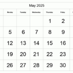 Printable May 2025 Calendar   Big Dates For Month Of May 2025 Printable Calendar