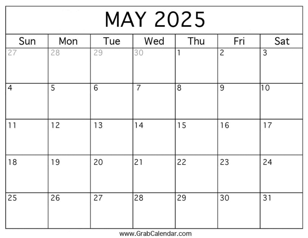 Printable May 2025 Calendar Intended For May 2025 Calendar Printable Word Printable May 2025 Calendar Intended For May 2025 Calendar Printable Word
