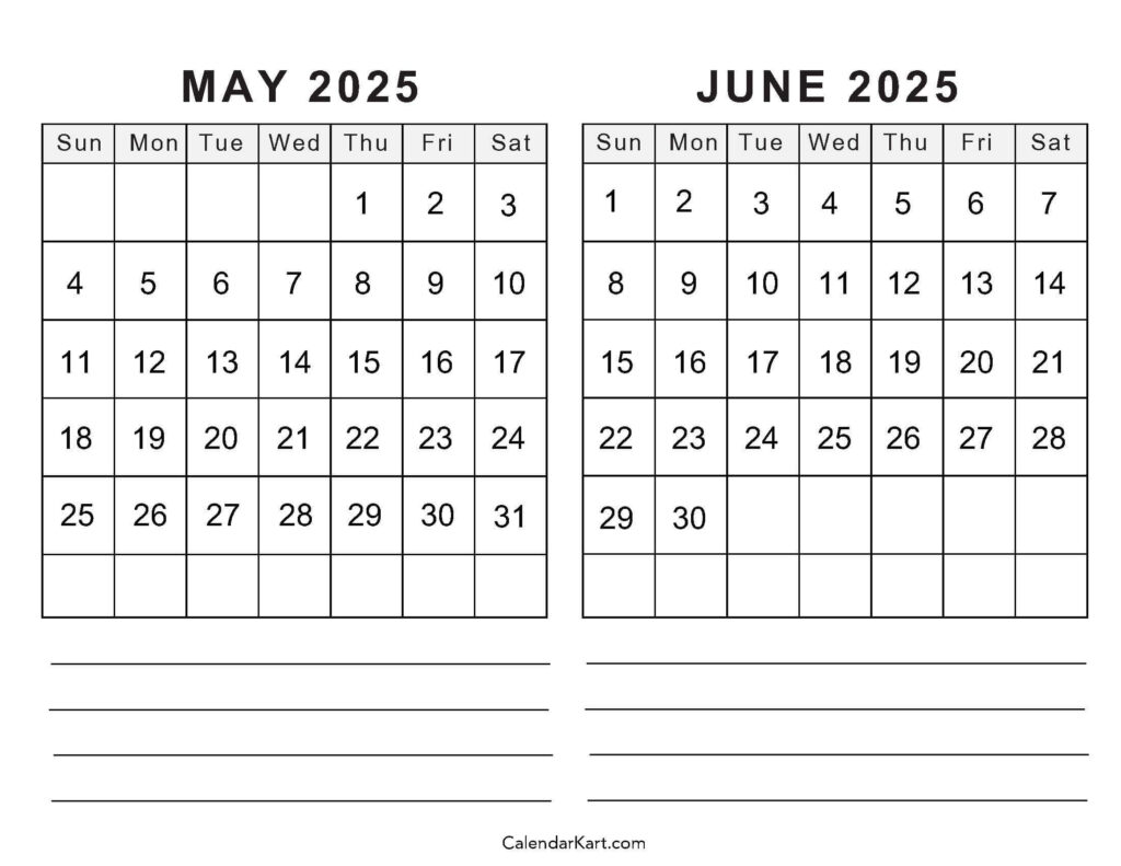 Printable May June 2025 Calendar Templates | Calendarkart In May/June 2025 Calendar Printable May June 2025 Calendar Templates | Calendarkart In May/June 2025 Calendar